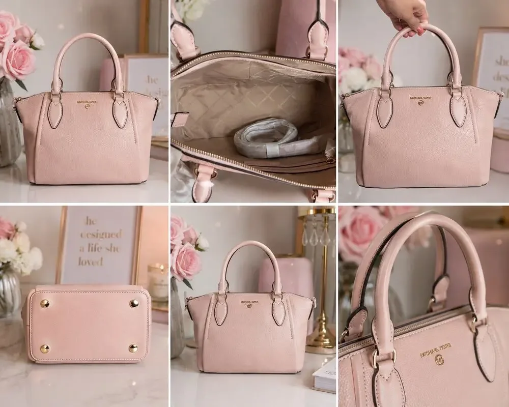♡ Michael Kors Pink Sienna Pebbled Leather Satchel (HB-14)